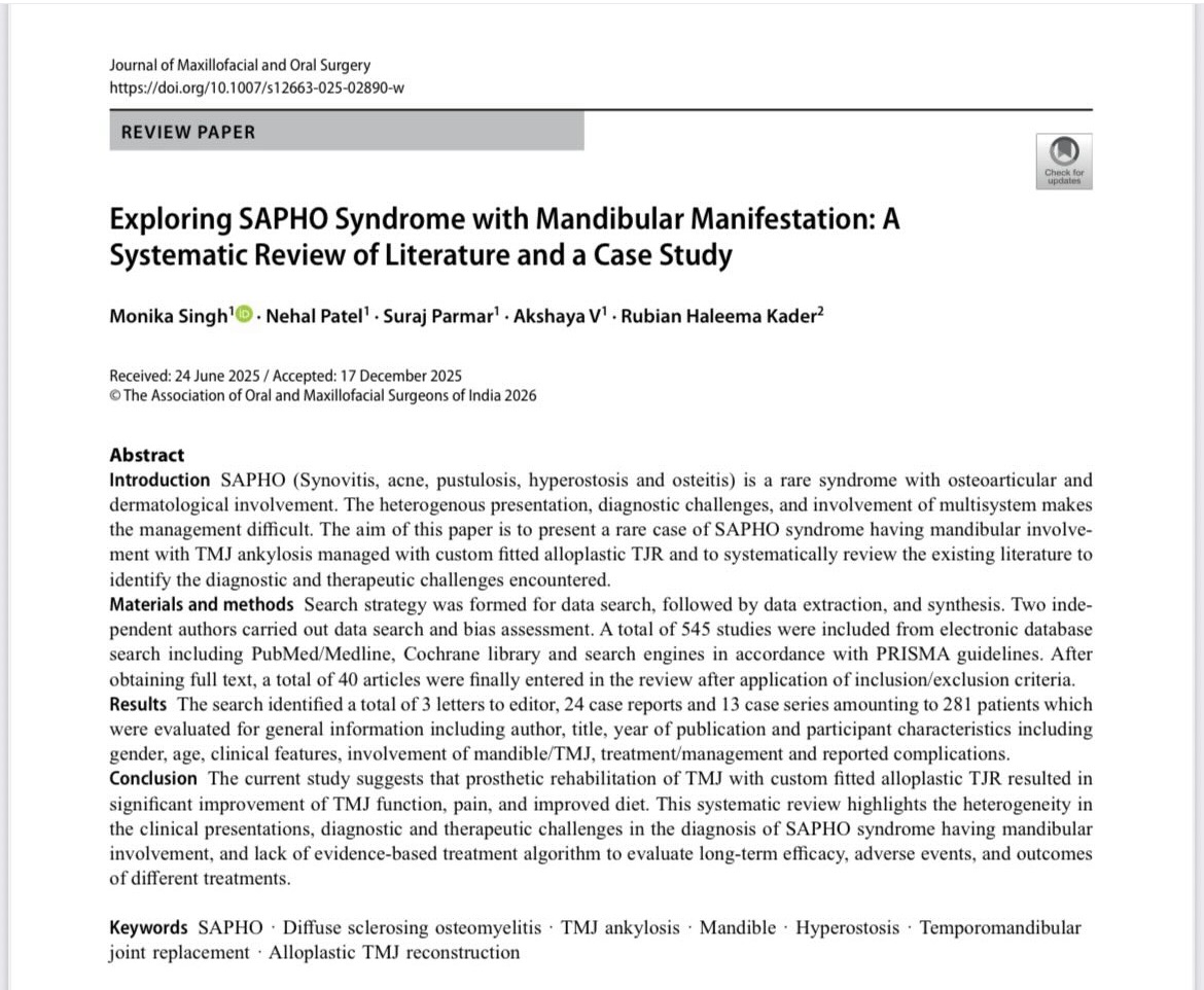 Exploring SAPHO Syndrome with Mandibular Manifestation: A Systematic Review of Literature and a Case Study
